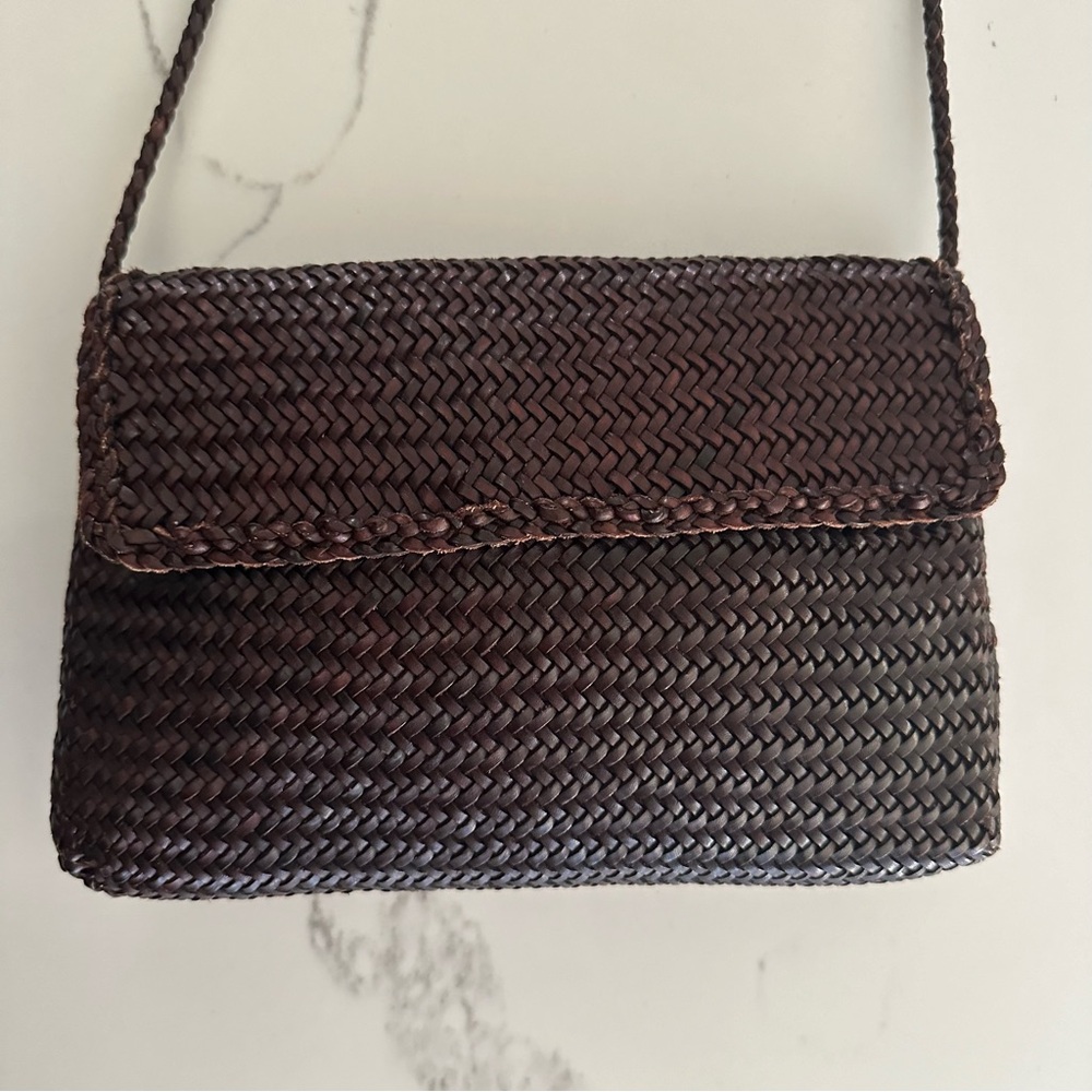 NWOT Dragon Diffusion Crossbody Woven Leather Gora Handbag in Chocolate Brown